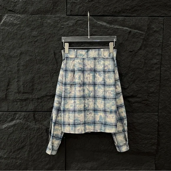 Acne Studios Blue and White Gradient Check Bandeau Blouse - Picture 3 of 12